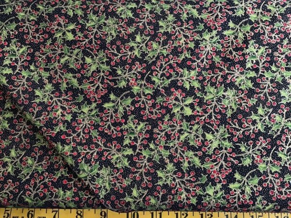 Poinsettias And Pine 33514m Ebony Poinsettia Black Red With Gold By Moda Fabric
