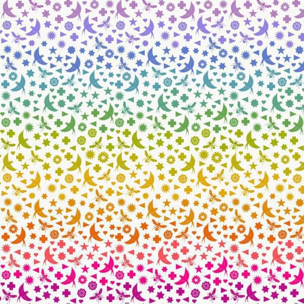 Art Theory 9699L Birds & Bees Rainbow on Cream by Alison Glass for Makower fabrics
