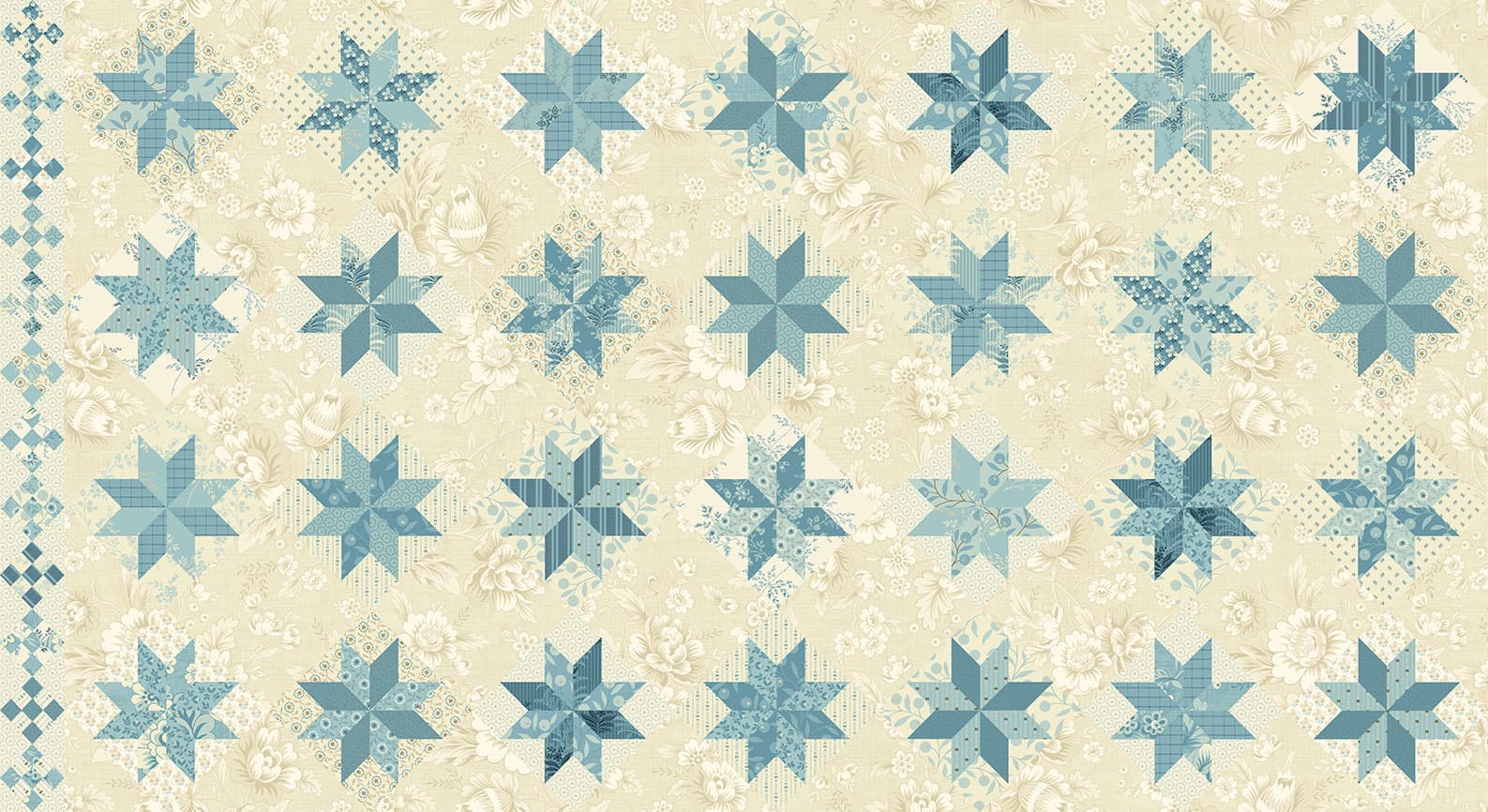 Bluebird 9848LB North Star Blue Cream Print fabric by Edyta Sitar for