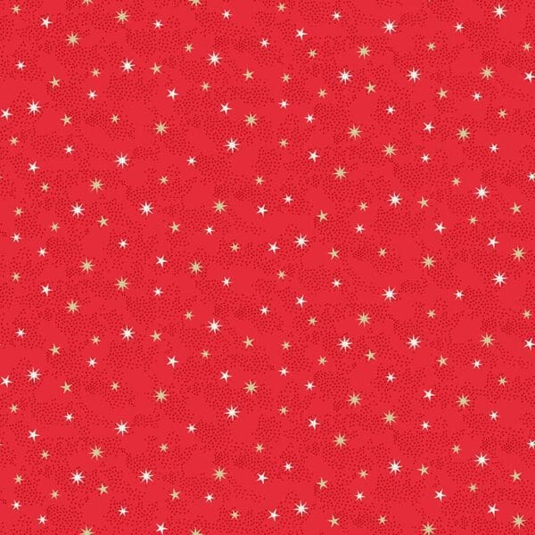 Scandi 2360R Metallic stars on Red by Makower fabrics