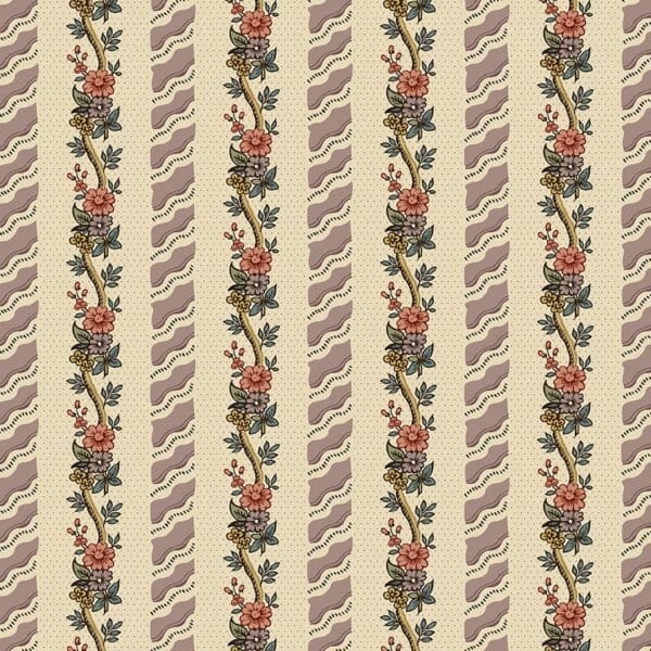 Windermere 8919L Climbing Rose Stripe Lilac cream fabric by Di Ford Hall