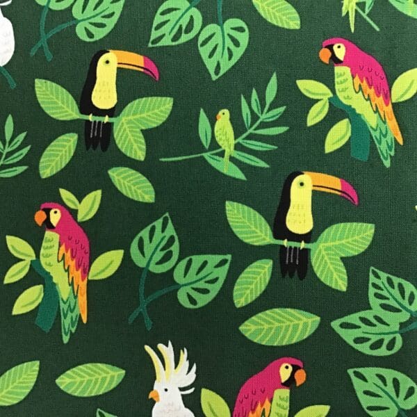 Jungle paradise 2078222 Toucans on green fabric by Moda