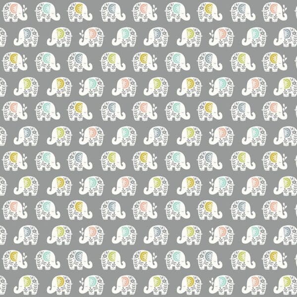 Baby Safari 2449T Elephants on Grey fabric by Makower