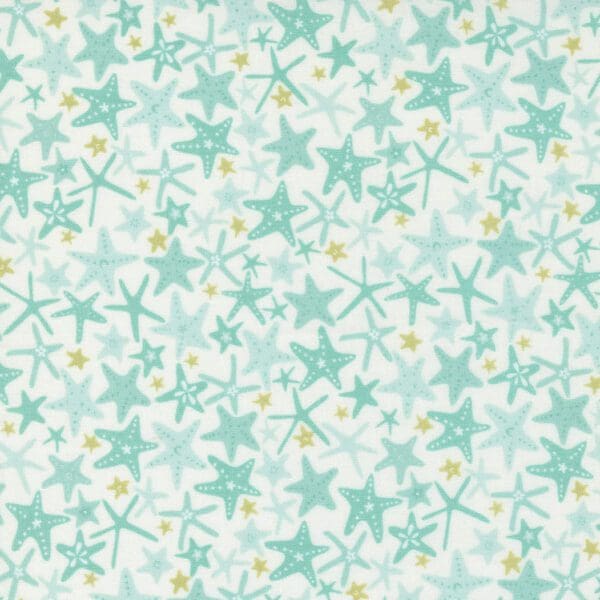 Sea & Me 2079631 Starfish Cloud Aqua on Cream by Stacey Iest Hsu for Moda fabrics