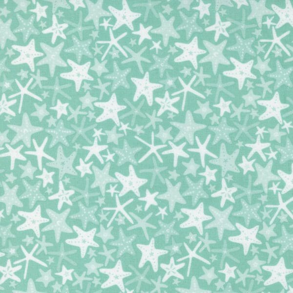 Sea & Me 2079615 Starfish Seafoam on Aqua by Stacey Iest Hsu for Moda fabrics