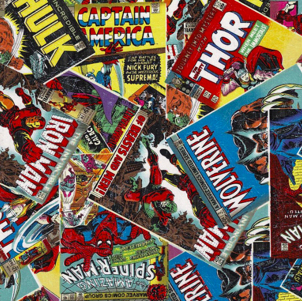 Marvel 13020104 Comic Book Multi fabric by Eugene Textiles