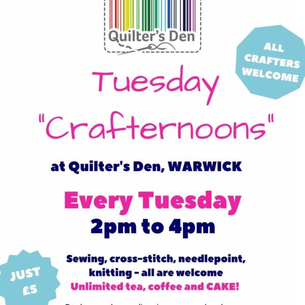 9th Aug  Crafternoon 2pm to 4pm Sewing Session