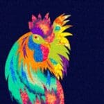 Farmyard Clement Cockerel Panel by Delphine Brooks