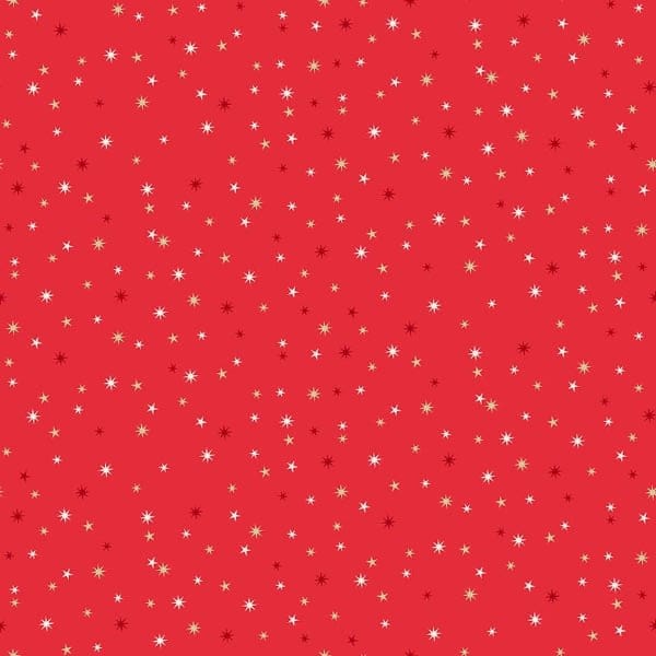 2456R5 Scandi Stars Cream on Red Christmas Fabric by Makover