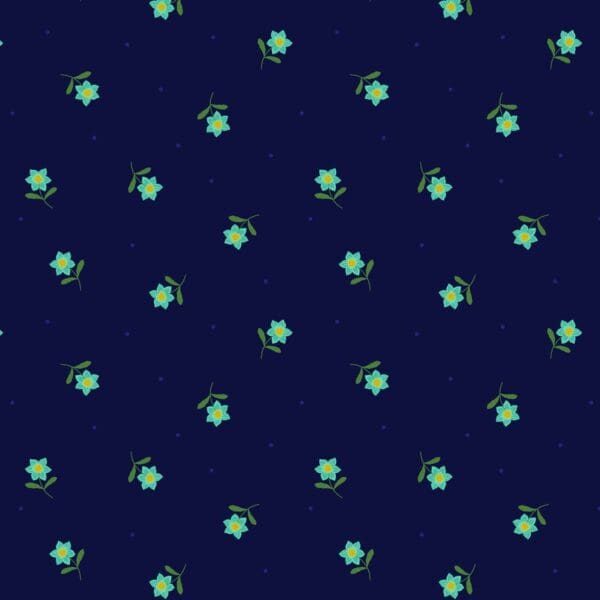 Hibiscus Hummingbird A594.3 Little flower dot on dark navy  fabric by Lewis and Irene