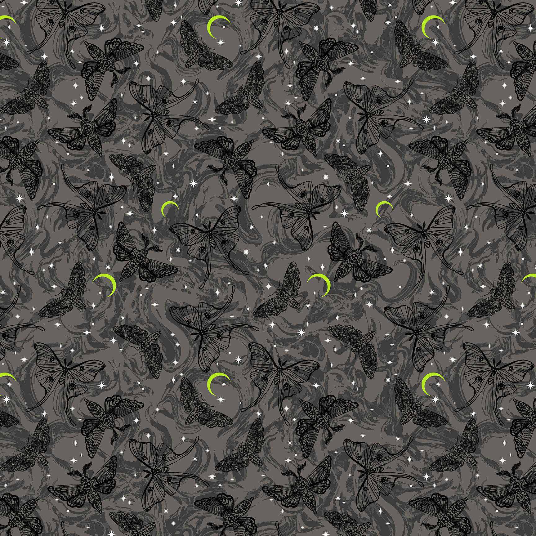 Phantasm 1516C Mystic Moths – Raven dark grey and black – Andover/Makower Phantasm 1516C Mystic Moths - Raven dark grey and black - Andover/Makower
