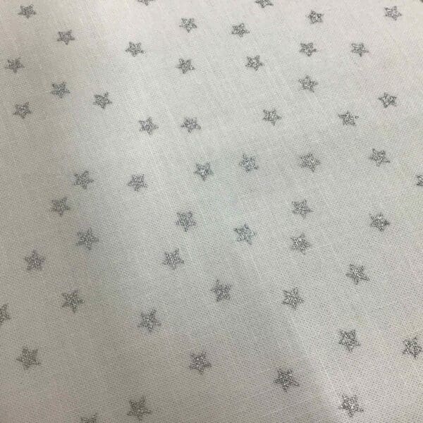 Craft Cotton Christmas print - 313 Silver stars on white background by Reynard