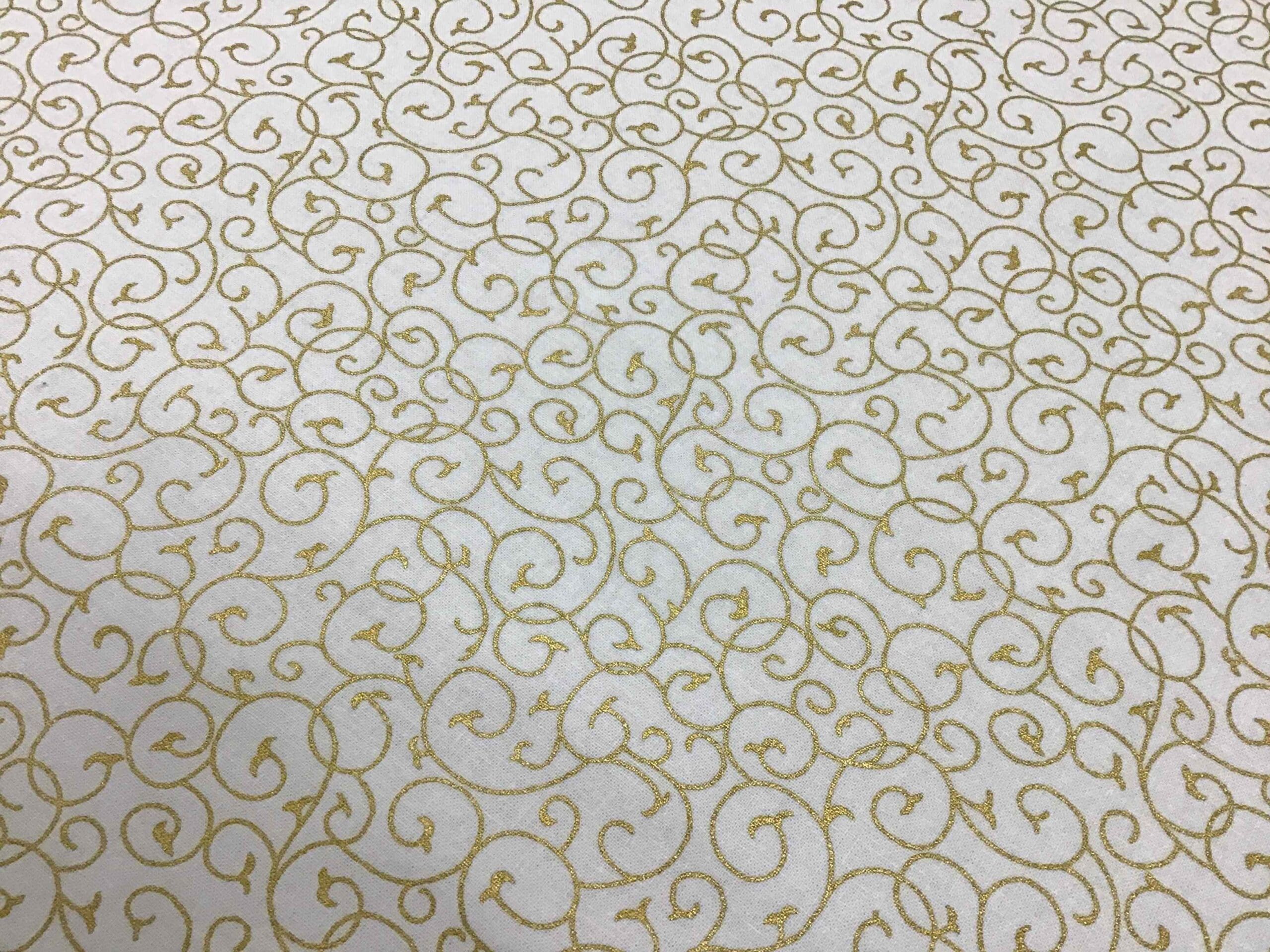 Craft Cotton Christmas print – 312 gold swirls on cream background by Reynard Craft Cotton Christmas print - 312 gold swirls on cream background by Reynard