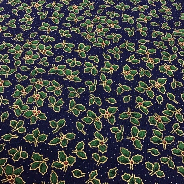 Craft Cotton Christmas print -  340 Holly on dark blue background by Reynard