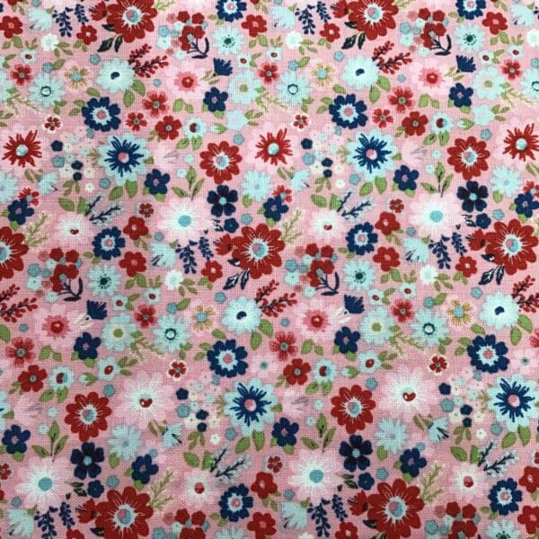 Hip Hip Hooray 70520/2 red and pink flowers on pink background