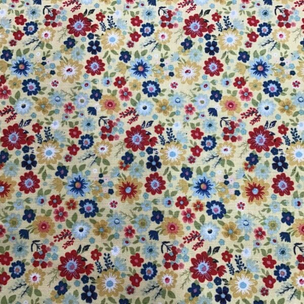 Hip Hip Hooray 70520/103 red and pink flowers on yellow background