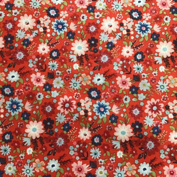 Hip Hip Hooray 70520/1 red and pink flowers on red background