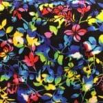 Bloomin’ Beauty 6669 Extra Wide 108″ black background multi colour floral fabric