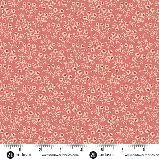 Forest Glen 10060E Woodruff Cinnabar red/pink fabric by Renee Nanneman