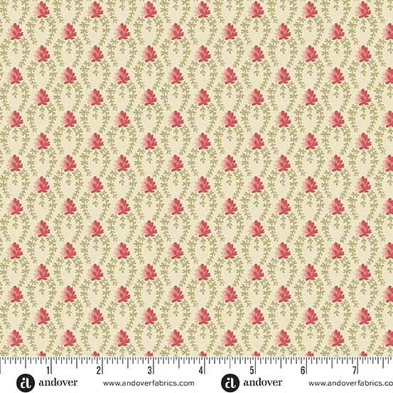 Forest Glen 10057L Clover Chain Fog floral fabric by Renee Nanneman