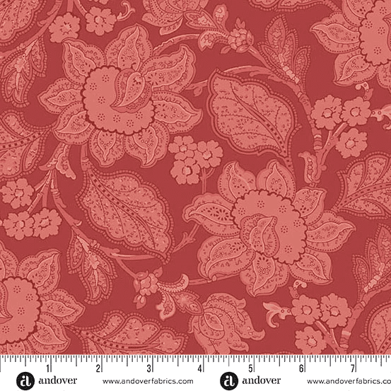 Forest Glen 10054R Jacobean Rose Red floral fabric by Renee Nanneman