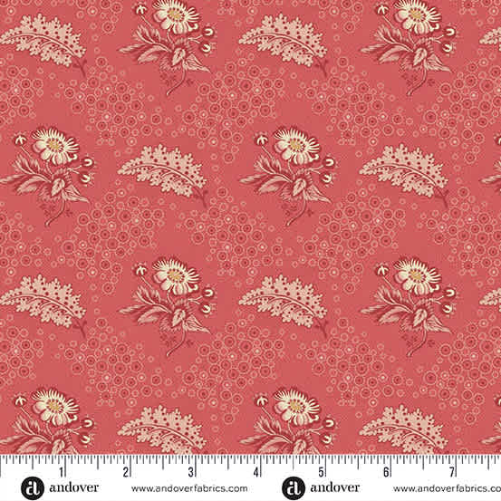 Forest Glen 10053R Camellia Raspberry red floral fabric by Renee Nanneman