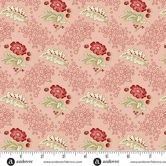 Forest Glen 10053E Camellia Quartz pink floral fabric by Renee Nanneman