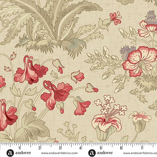 Forest Glen 10052L Highlands Fog cream floral fabric by Renee Nanneman