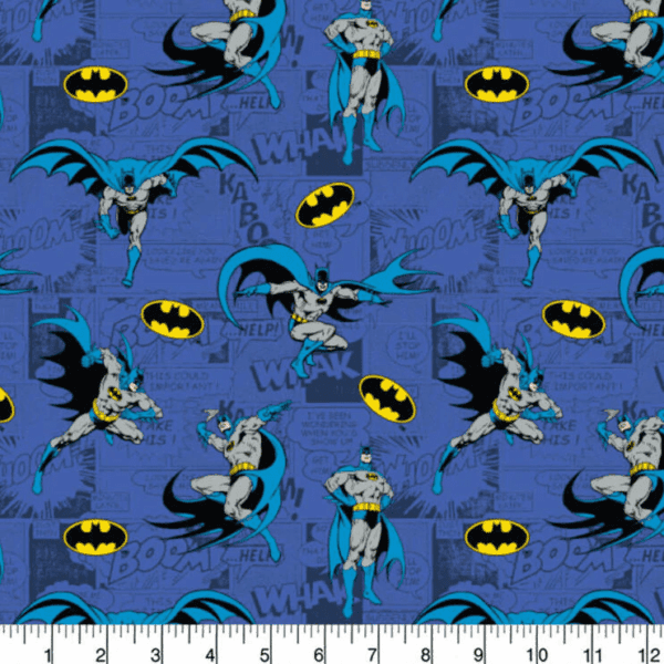 Batman on Blue Fabric Batman on Blue Fabric