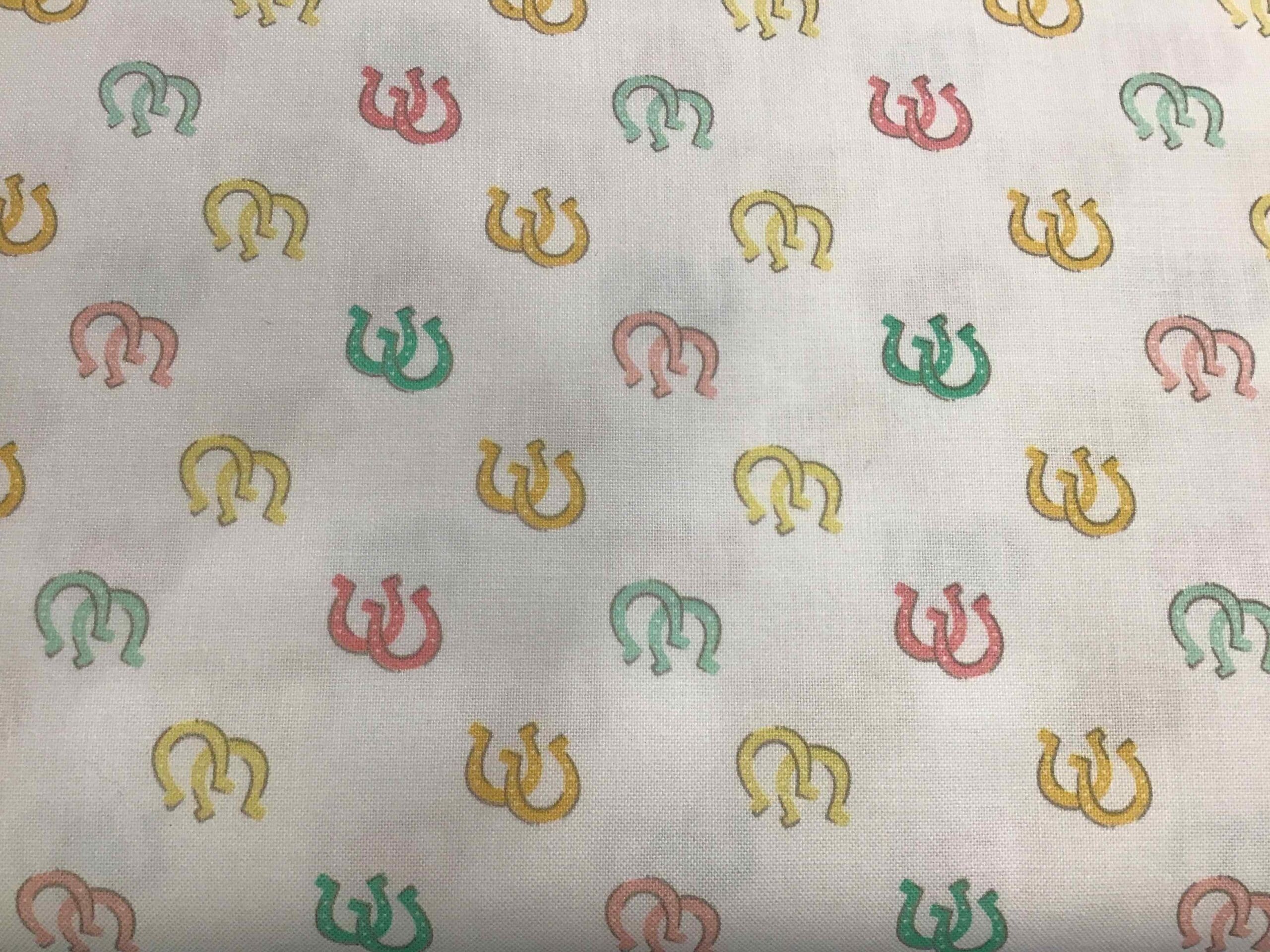 Lucky Horseshoes, White, 21240304, by Camelot Fabrics Lucky Horseshoes, White, 21240304, by Camelot Fabrics
