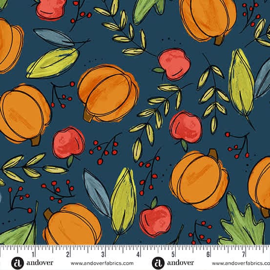 Harvest Home Bountiful Harvest 10112B Navy by Andover