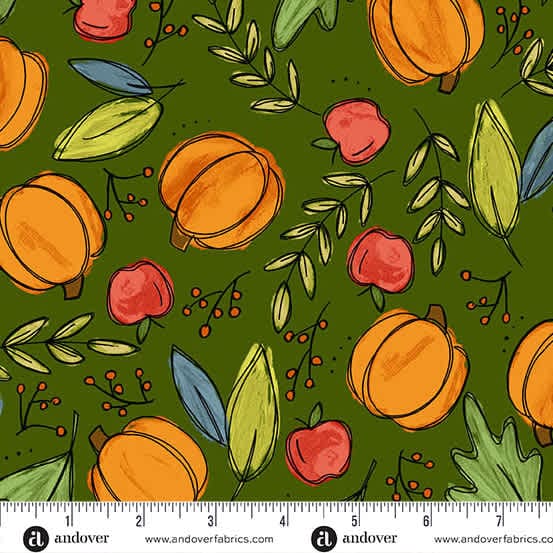 Harvest Home Bountiful Harvest A10112G Forest by Andover green
