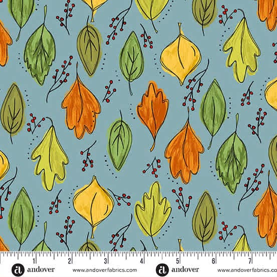 Harvest Home Foliage 10113B Sky by Andover leaves