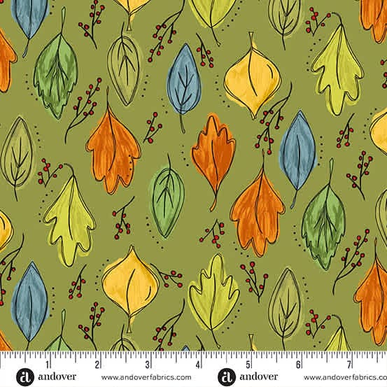 Harvest Home Foliage 10113G Olive by Andover leaves