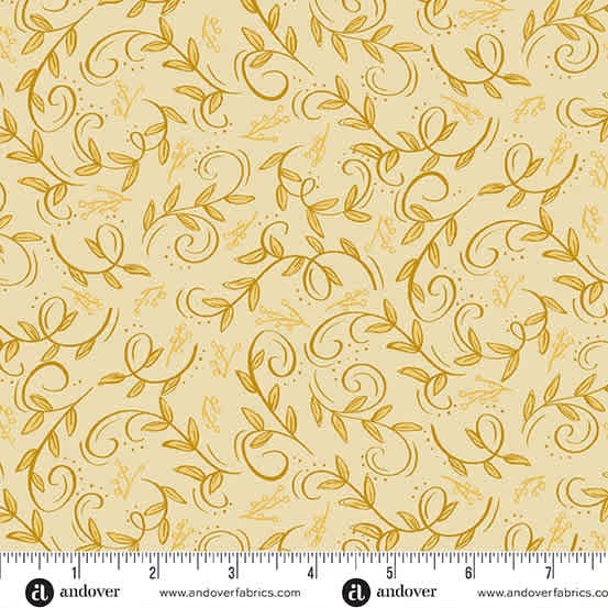 Harvest Home Swirling Leaves 10114Y Tan by Andover leaves