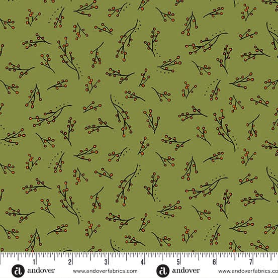 Harvest Home Berries 10116G Olive by Andover