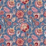 Indian Summer SH19C large floral indigo & red Stuart Hillard fabric by Lewis and Irene