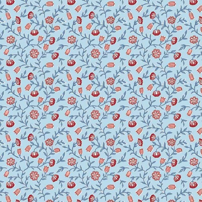 Indian Summer SH21C blue climbing flowers Stuart Hillard fabric by Lewis and Irene Indian Summer SH21C blue climbing flowers Stuart Hillard fabric by Lewis and Irene