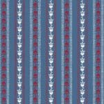Indian Summer SH22C floral stripe on indigo Stuart Hillard fabric by Lewis and Irene