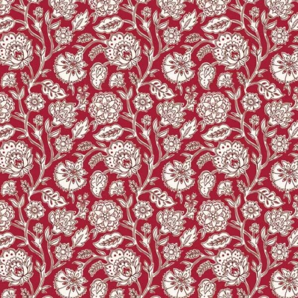 Indian Summer SH23C red floral Stuart Hillard fabric by Lewis and Irene Indian Summer SH23C red floral Stuart Hillard fabric by Lewis and Irene