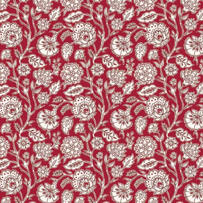 Indian Summer SH23C red floral Stuart Hillard fabric by Lewis and Irene Indian Summer SH23C red floral Stuart Hillard fabric by Lewis and Irene