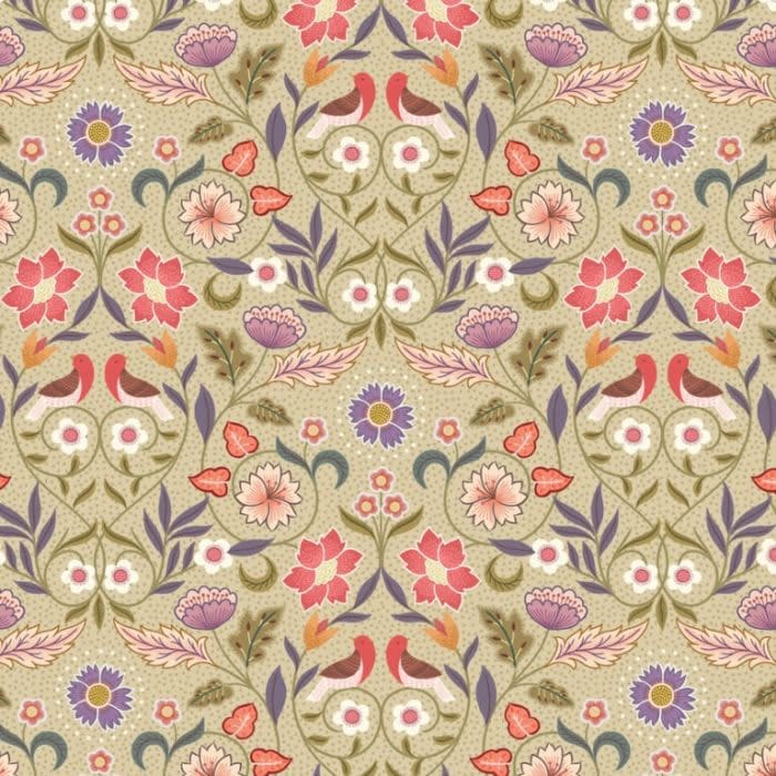 Isabella A851.2 rose and lavenders floral fabric by Lewis and Irene Isabella A851.2 rose and lavenders floral fabric by Lewis and Irene