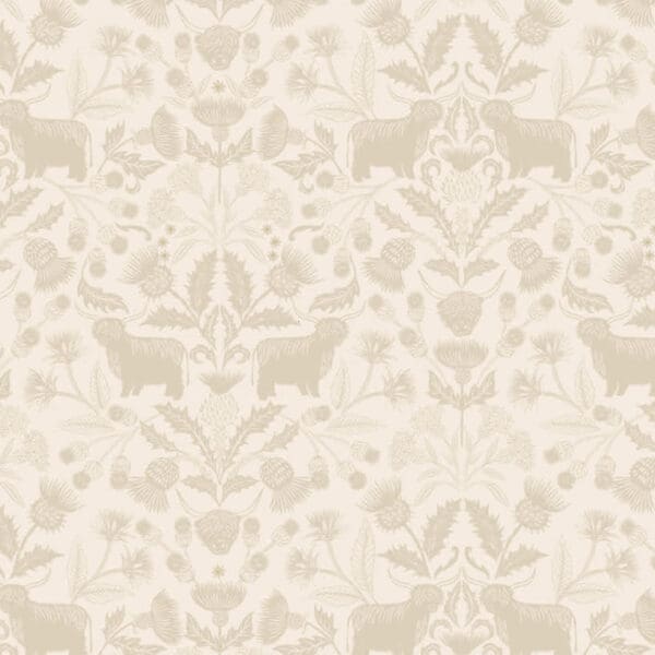 Highlands – A877A highland cow and thistle grey on grey by Lewis & Irene Highlands - A877A highland cow and thistle grey on grey by Lewis & Irene