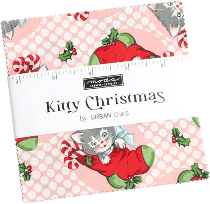 Kitty Christmas by Urban Chiks – Charm Pack – 42 x 5” squares by Moda Kitty Christmas by Urban Chiks - Charm Pack - 42 x 5” squares by Moda