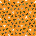 Witchy Woods A886B witches hats on orange by Lewis and Irene