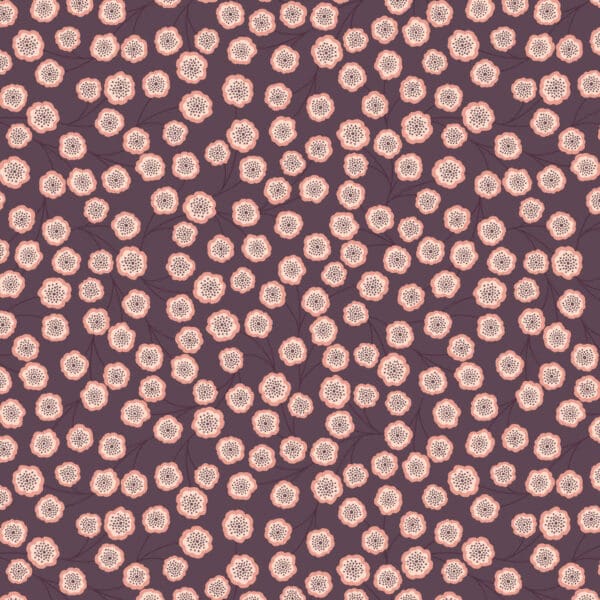 Jardin D’Automne A927C simple flower on aubergine by Lewis and Irene Jardin D’Automne A927C simple flower on aubergine by Lewis and Irene