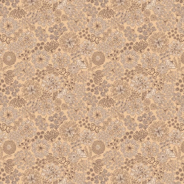 Jardin D’Automne A928B autumn butterfly floral on light caramel by Lewis and Irene Jardin D’Automne A928B autumn butterfly floral on light caramel by Lewis and Irene