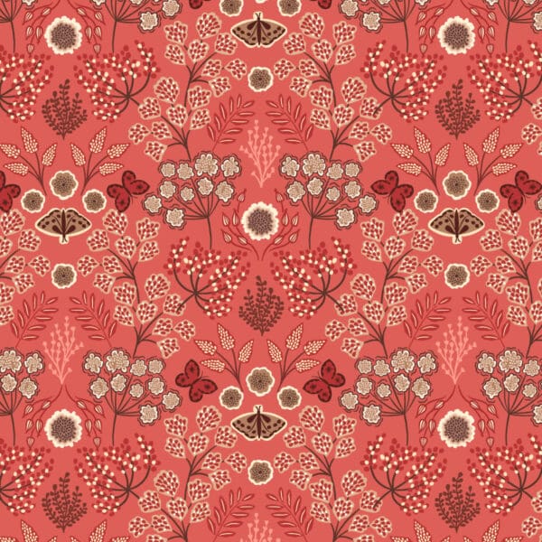 Jardin D’Automne A930B large floral butterfly on autumnal red by Lewis and Irene Jardin D’Automne A930B large floral butterfly on autumnal red by Lewis and Irene