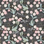 Sakura koi  A919C – charcoal with gold metallic by Lewis and Irene