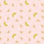 Sakura butterflies  A921A – pink with gold metallic by Lewis and Irene